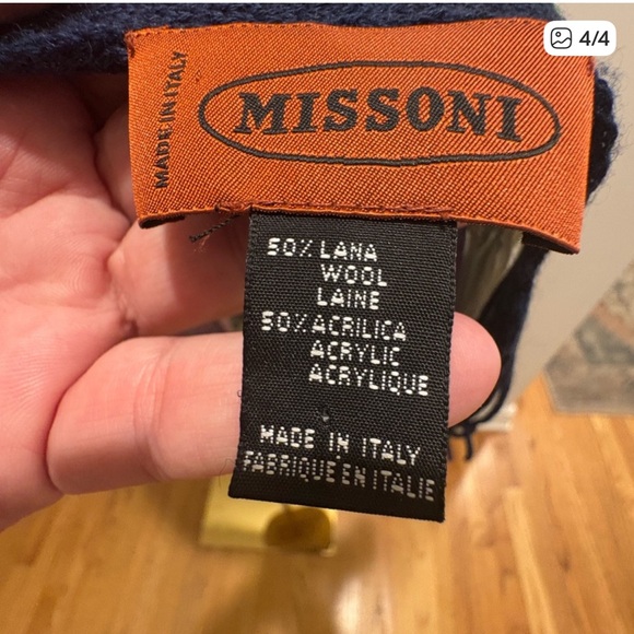 Missoni Italy Zigzag Knit Wool Blend Scarf | Multicolor Fringe - Picture 5 of 5